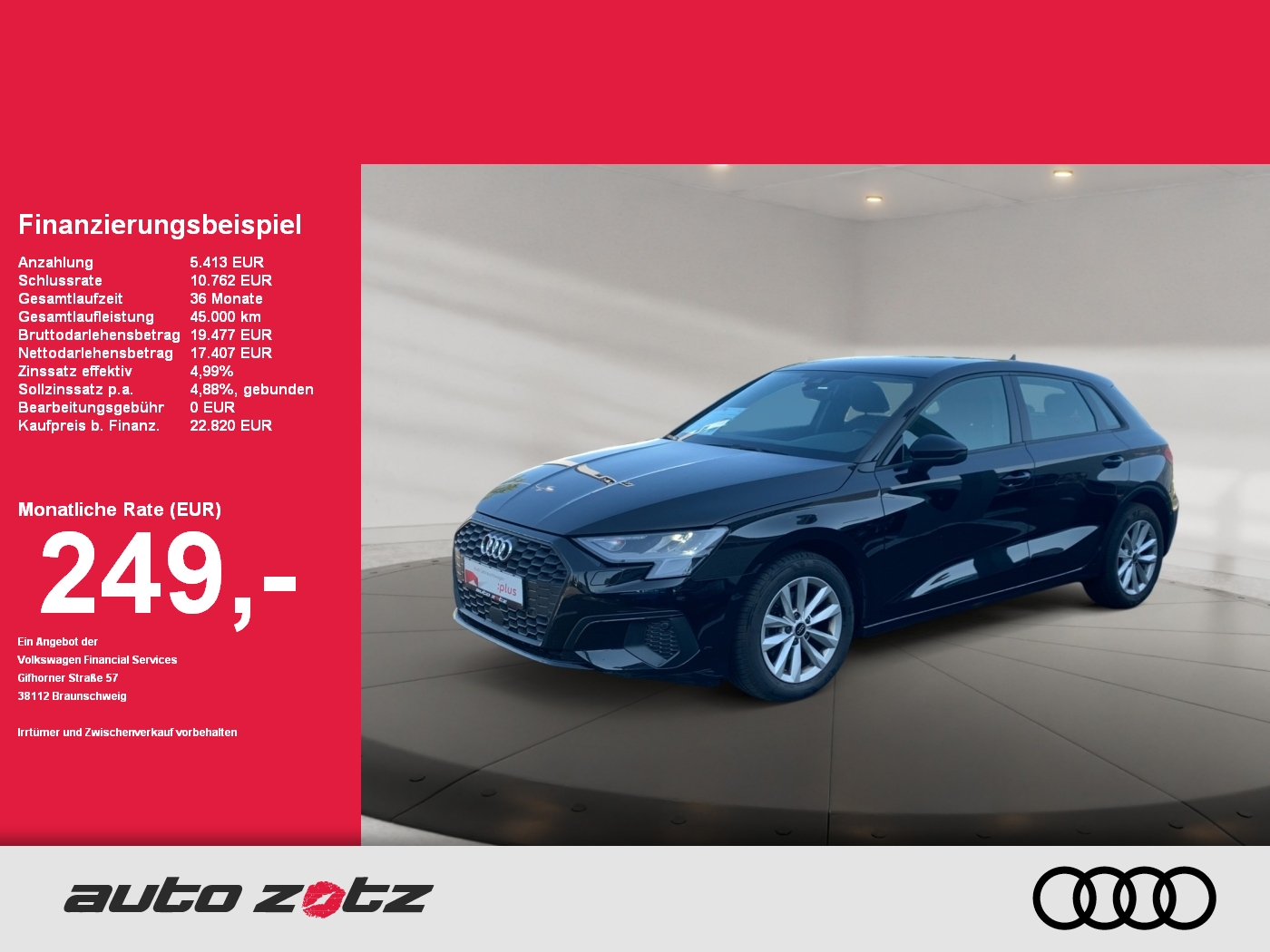 A3 Sportback 30 TDI ,Virtual,PDC,SHZ